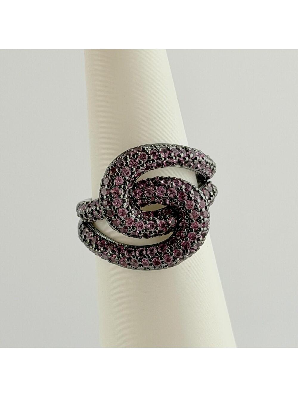 Bomb Party Ring Sz 6 “Sunlit Breeze” RG76893 Pave Pink Sapphire on Hematite